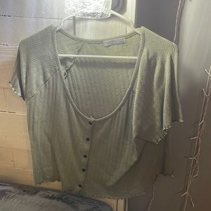 Low neck button crop top